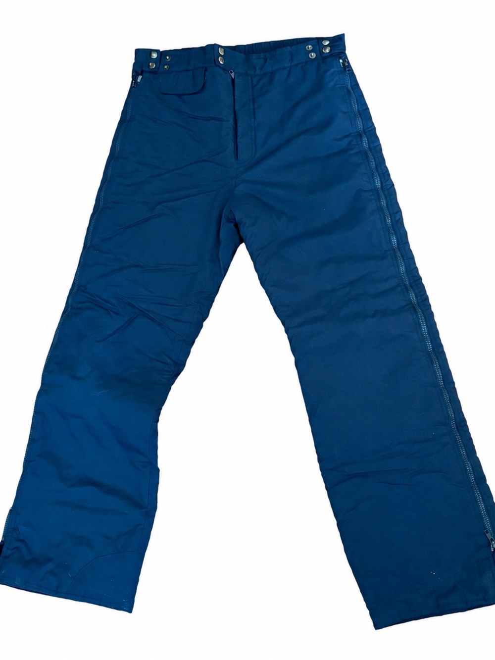 Vintage Ski Lion Snow Pants Size L Full Side Zip Navy Ski Snowboarding Pants